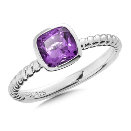 Sterling Silver Amethyst Stacking Ring 