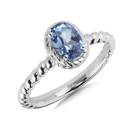 Sterling Silver Created Blue Sapphire Ring