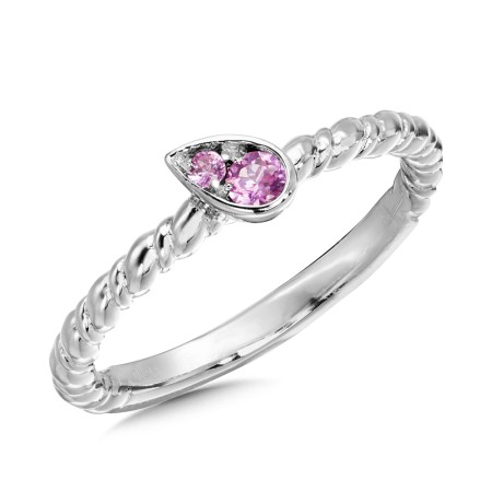Pink Sapphire Ring in Sterling Silver 