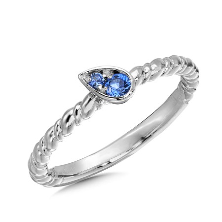 Created Blue Sapphire Ring in Sterling Silver