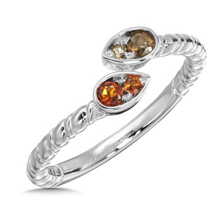 Madeira Citrine & Smoky Quartz Ring in Sterling Silver 