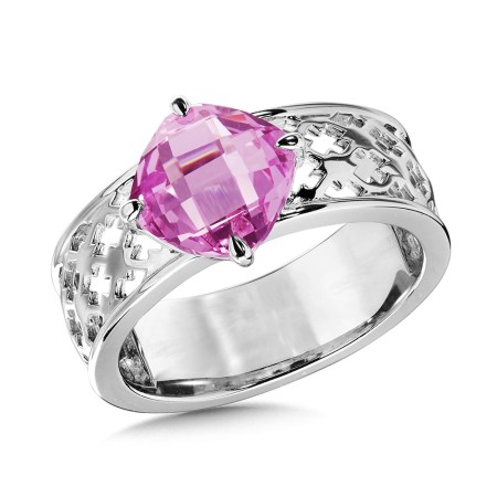 Pink Sapphire Ring in Sterling Silver
