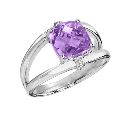 Amethyst & Diamond Ring in Sterling Silver