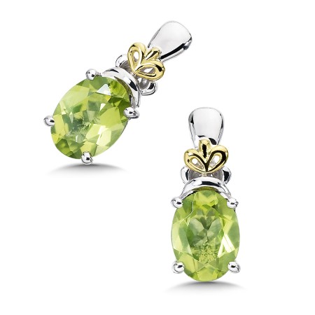 Sterling Silver, 18K Gold and Peridot Earrings