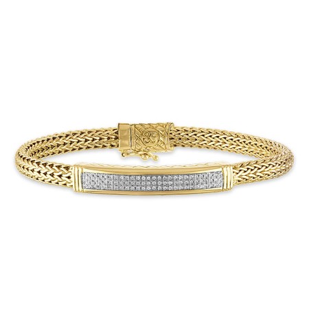 Men's Esquire 14K Yellow Gold Plated Silver Chain & Diamond Bracelet
