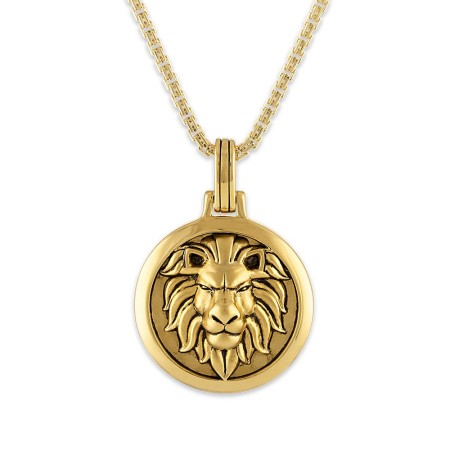 Men's Esquire 14K Yellow Gold Plated Silver Round Lion's Head Pendant