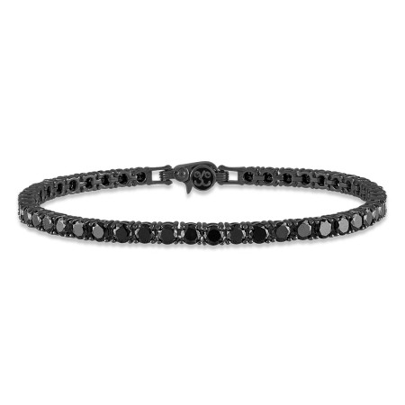 Men's Esquire Rhodium Plated Silver & Black Spinel Tennis Bracelet