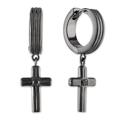 Men's Esquire Sterling Silver Dangling Cross Hoop Earrings