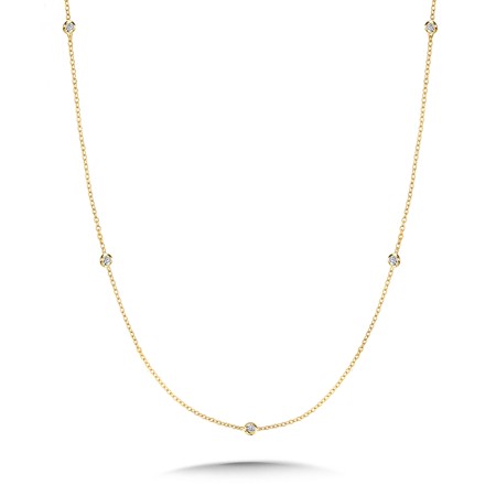 14K Yellow Gold 36 Inch Bezeled Diamond By the Yard Necklace - NDL050-Y36