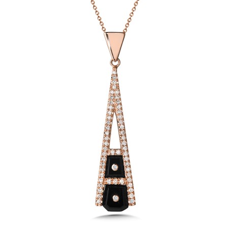 Onyx and Diamond Rose Gold Necklace - CGP773P-DNX
