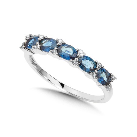 Oval 5-Stone Sapphire and Diamond Anniversary Ring