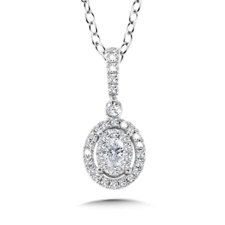 Oval Diamond Mirage Halo Pendant | PDB025-W