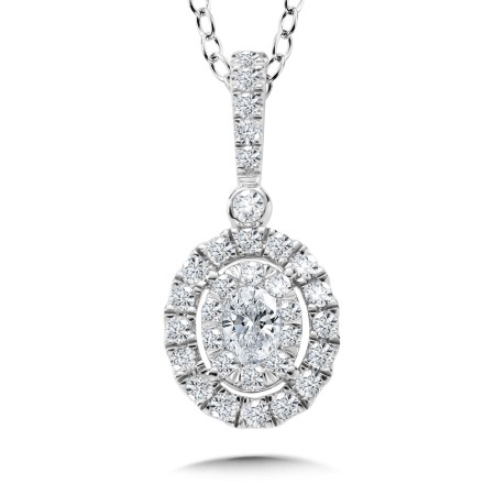 Oval Diamond Mirage Halo Pendant | PDB050-W
