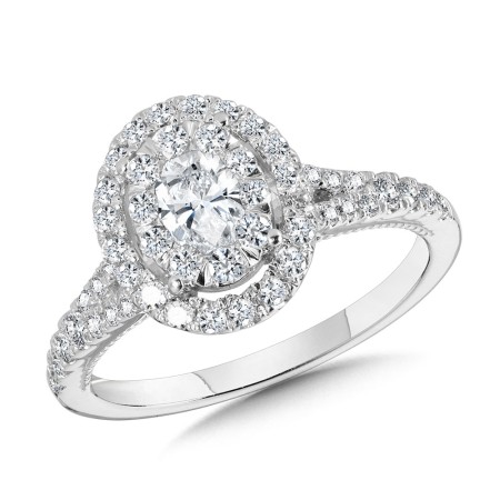 Oval Diamond Mirage Split Shank Halo Engagement Ring  |  BDD2559E-W