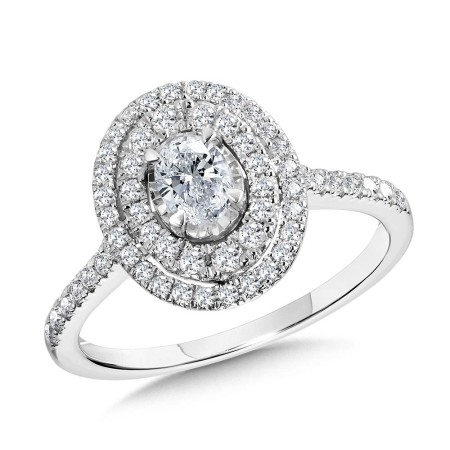 Oval-Shaped Double Halo Engagement Ring