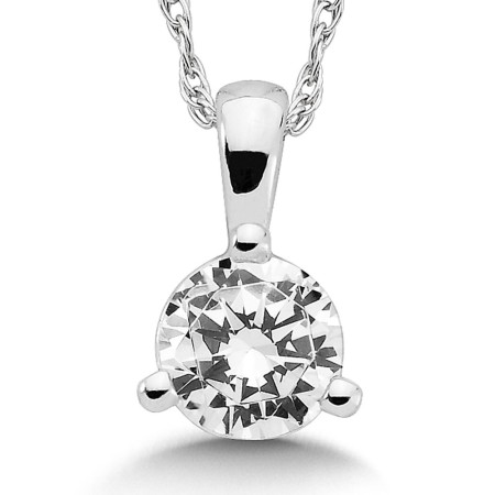 Three Prong Diamond Solitaire Necklace