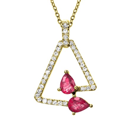 Diamond & Pear-Shaped Ruby Pendant