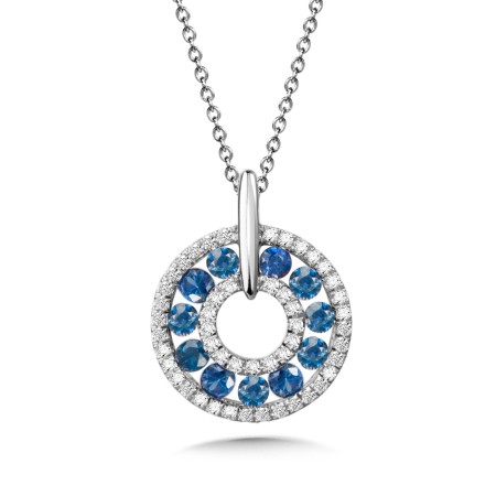 Sapphire and Diamond Round Pendant 