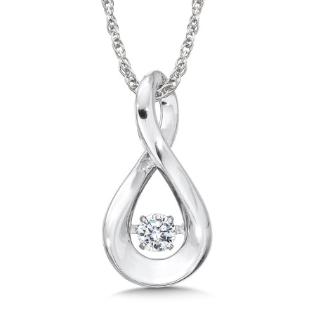 Dancing Diamond Twist  Pendant in 14K White Gold  with Chain 