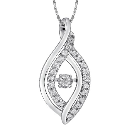 Dancing Diamond Double Twist Pendant in 14K White Gold with Chain