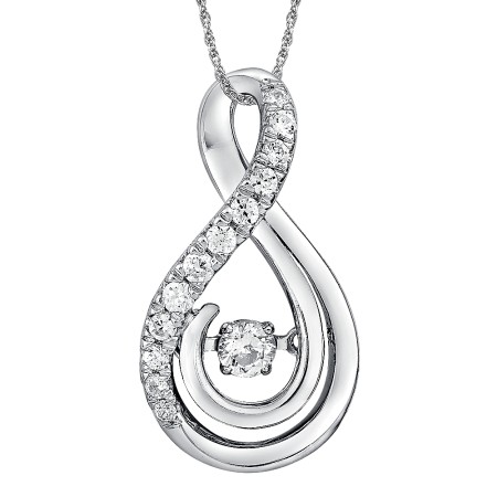 Dancing Diamond Swirl Pendant in 14K White Gold  with Chain