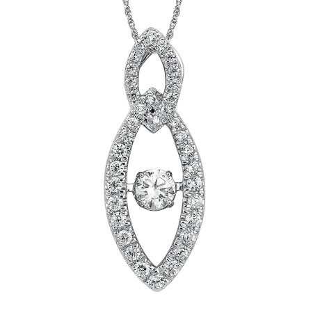 Dancing Diamond Marquise-Shaped Pendant in 14K White Gold with Chain