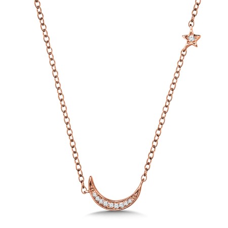 Asymmetrical Moon & Star Diamond Necklace