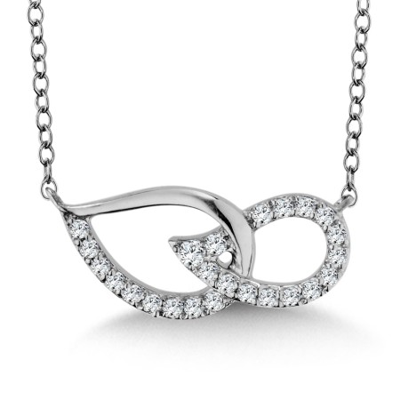 14K White Gold Diamond Leaf Necklace - PDD2761-W