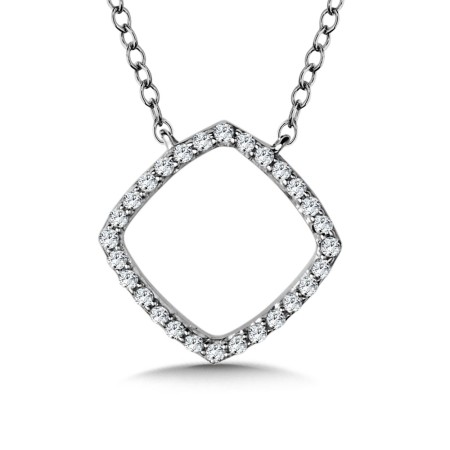 14K White Gold Cushion-Shaped Diamond Necklace - PDD2775-W
