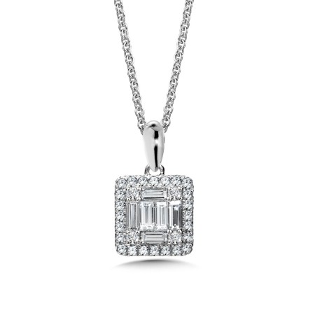 14K White Gold Diamond Pendant 