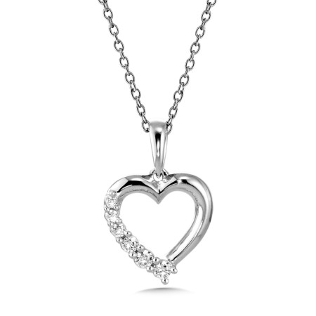 14K White Gold Diamond Heart Pendant