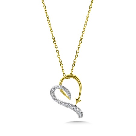 14K White and Yellow Gold Diamond Heart Pendant