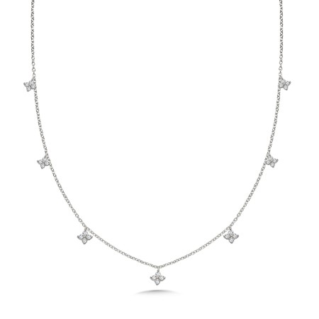 Floral Accented Diamond Chain Necklace
