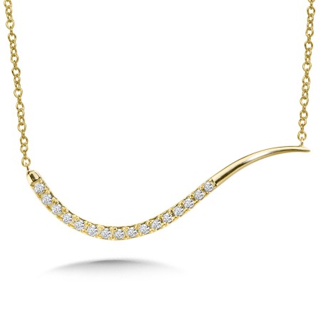 Asymmetrical Curved Diamond Bar Necklace