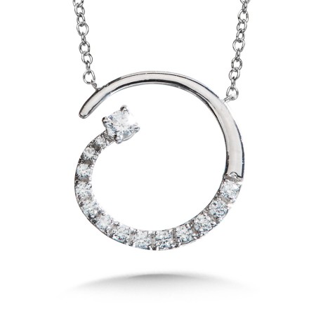 Abstract Asymmetrical Circle Diamond Necklace