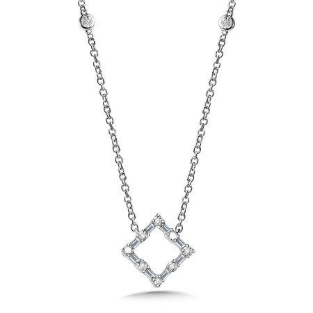 Baguette Diamond Square Necklace