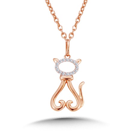 10K Diamond Cat Pendant