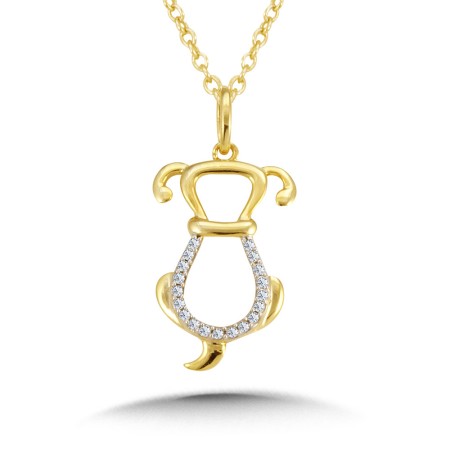 10K Diamond Dog Pendant