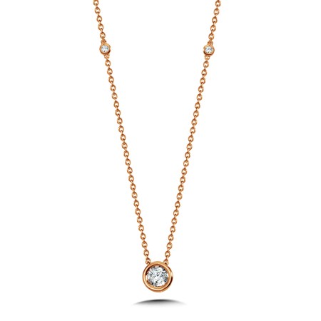 14K Rose Gold Bezeled Diamond Star Necklace - PDM010-P