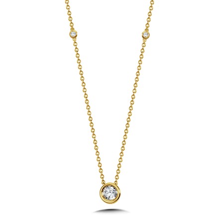 14K Yellow Gold Bezeled Diamond Star Solitaire Pendant - PDM010-Y
