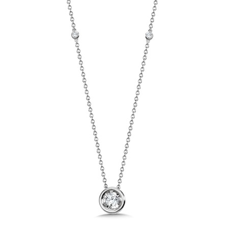 14K White Gold Bezeled Diamond Star Solitaire Pendant - PDM025-W