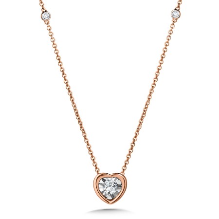 Heart-Shaped Bezel Diamond Star Necklace