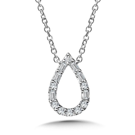 Pear-Shaped Baguette Diamond Necklace | PDD3158-1W