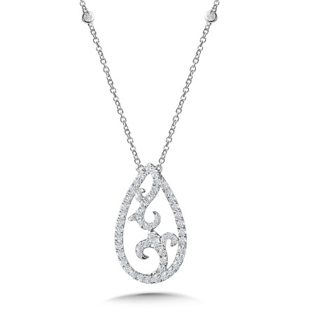 Pear-Shaped Filigree Necklace | PDD3102-W