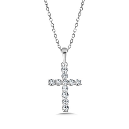 Diamond Cross Necklace in 14K White Gold