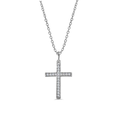 14K White Gold Diamond Cross Pendant