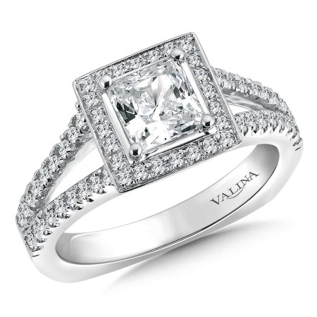 Halo Style Engagement Ring for a Princess Cut Center