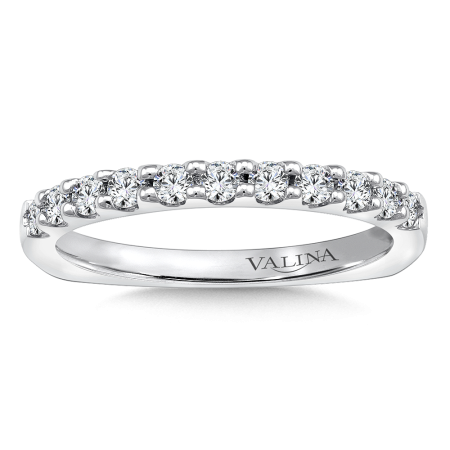 14k white gold and diamond wedding ring.