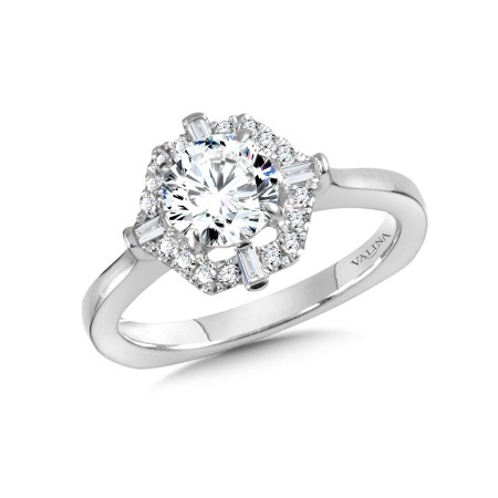 Hexagon-Shaped Halo Diamond Engagement Ring
