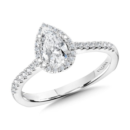 Valina Pear Diamond Straight Halo Engagement Ring - R1098W